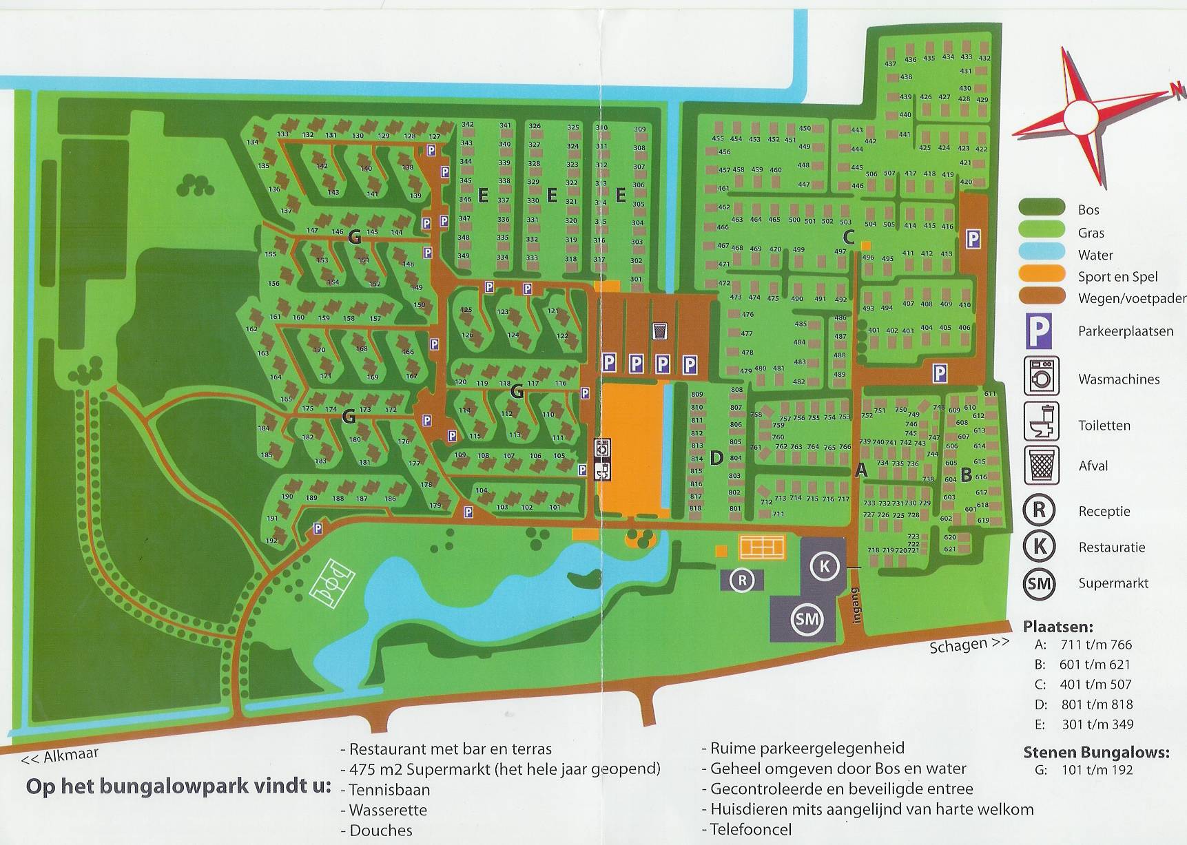 Plan des Bungalowpark De Horn in Dirkshorn